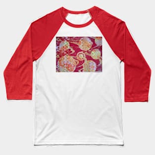 Red Cosmos Monoprint Baseball T-Shirt